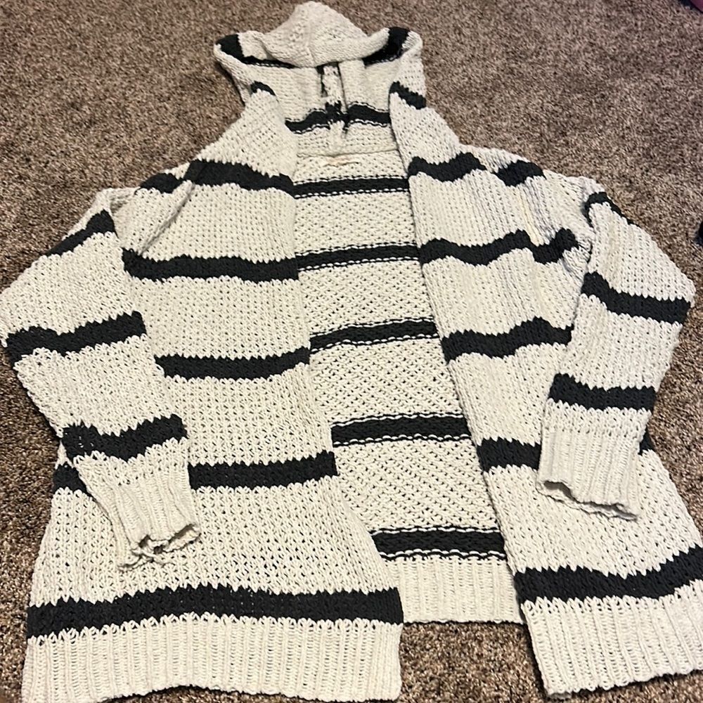 Rewind - Hooded Striped  Open Front Cardigan